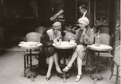 French Flappers, Parisian Cafe 1920